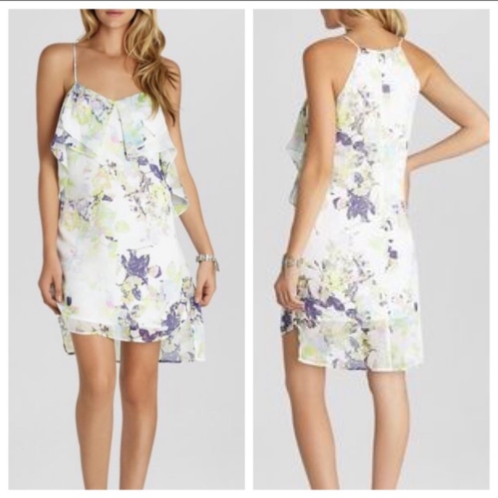 NWT BCBGeneration White Floral Ruffle Dress